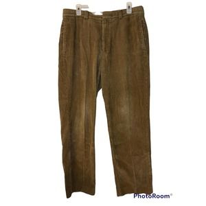 LL BEAN CLASSIC FIT MEN 34x30 BROWN CORDUROY CHINO PANTS Flat Front